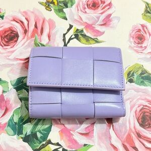 Auth BOTTEGA VENETA Wallet • Intrecciato MAXI Lilac Lambskin RARE Authentic